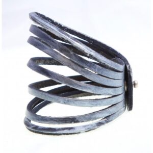 BRACELET ONE CUIR NOIR/ARGENT