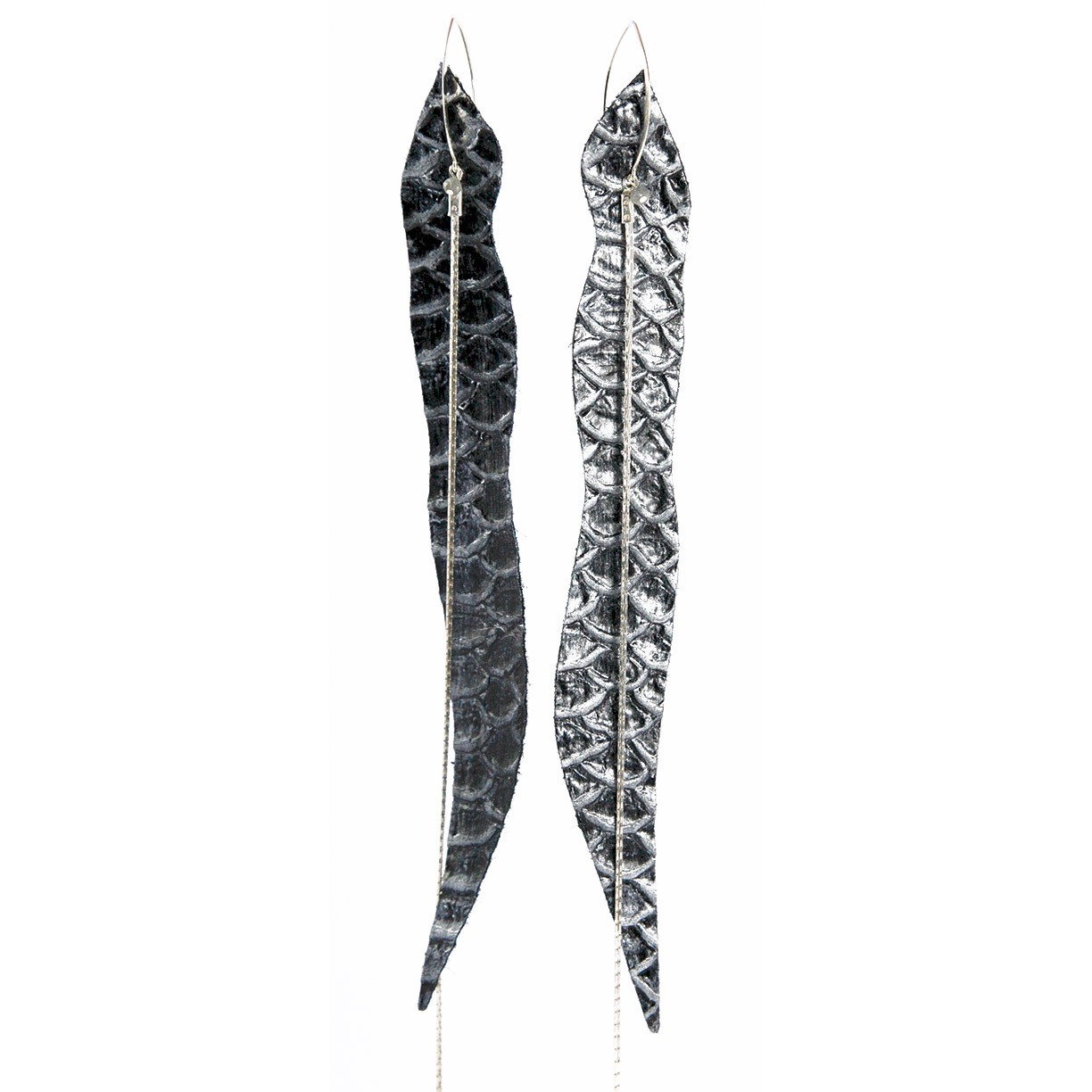 BOUCLES D’OREILLES SNAKE NOIR ARGENT