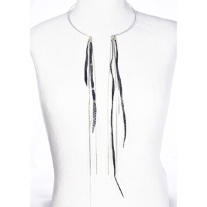 COLLIER SNAKE OPEN NOIR/ARGENT