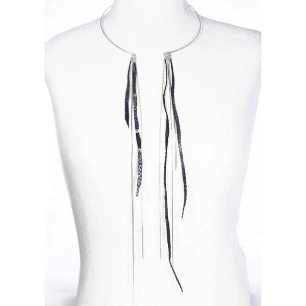 COLLIER SNAKE OPEN NOIR/ARGENT