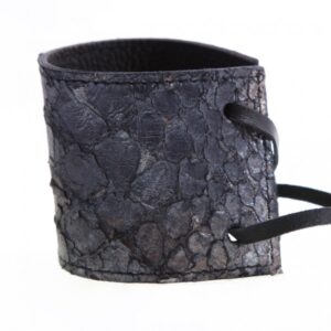 MANCHETTE SNAKE CUIR NOIR/ARGENT