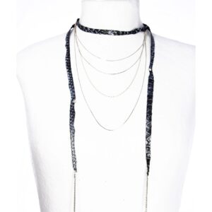 COLLIER SNAKE ECHARPE NOIR/ARGENT