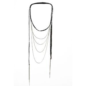 COLLIER SNAKE ECHARPE NOIR/ARGENT